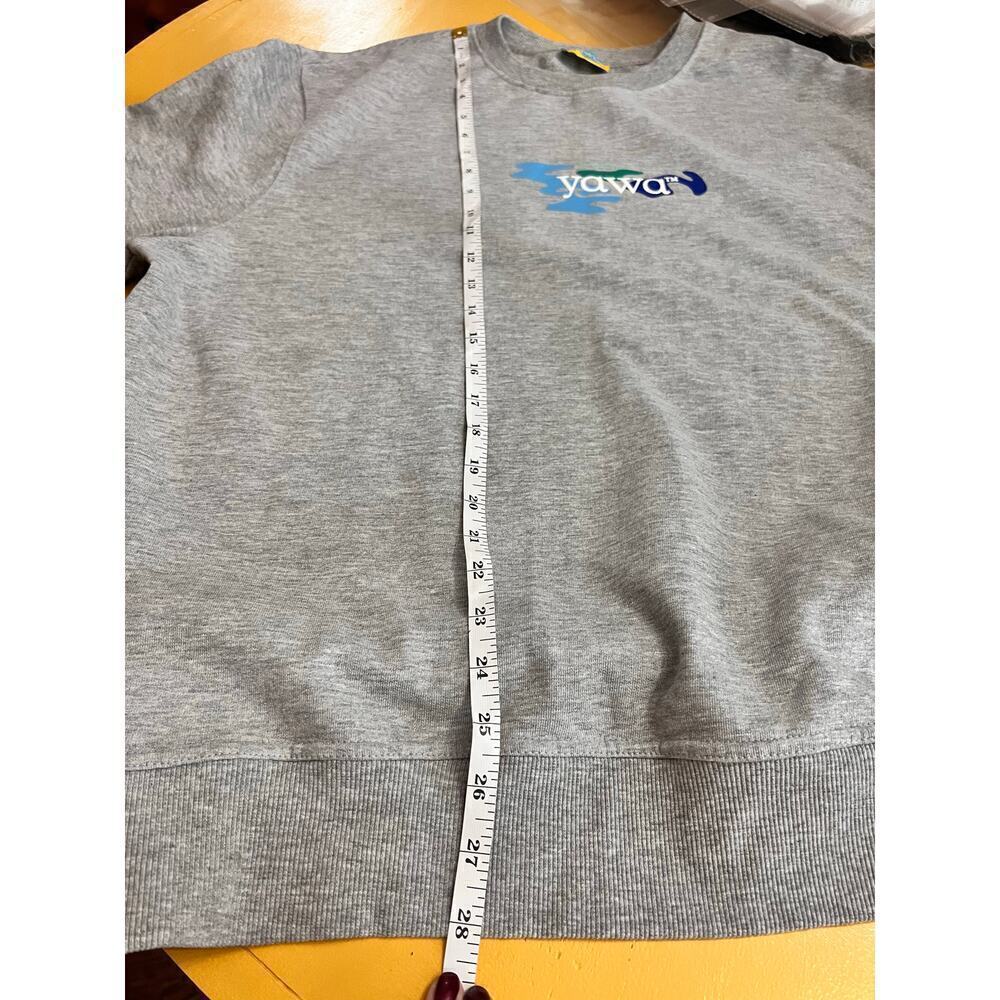 ☀️Yawa Gray Long Sleeve Crewneck Logo Pullover Sweatshirt Size L - Picture 8 of 8